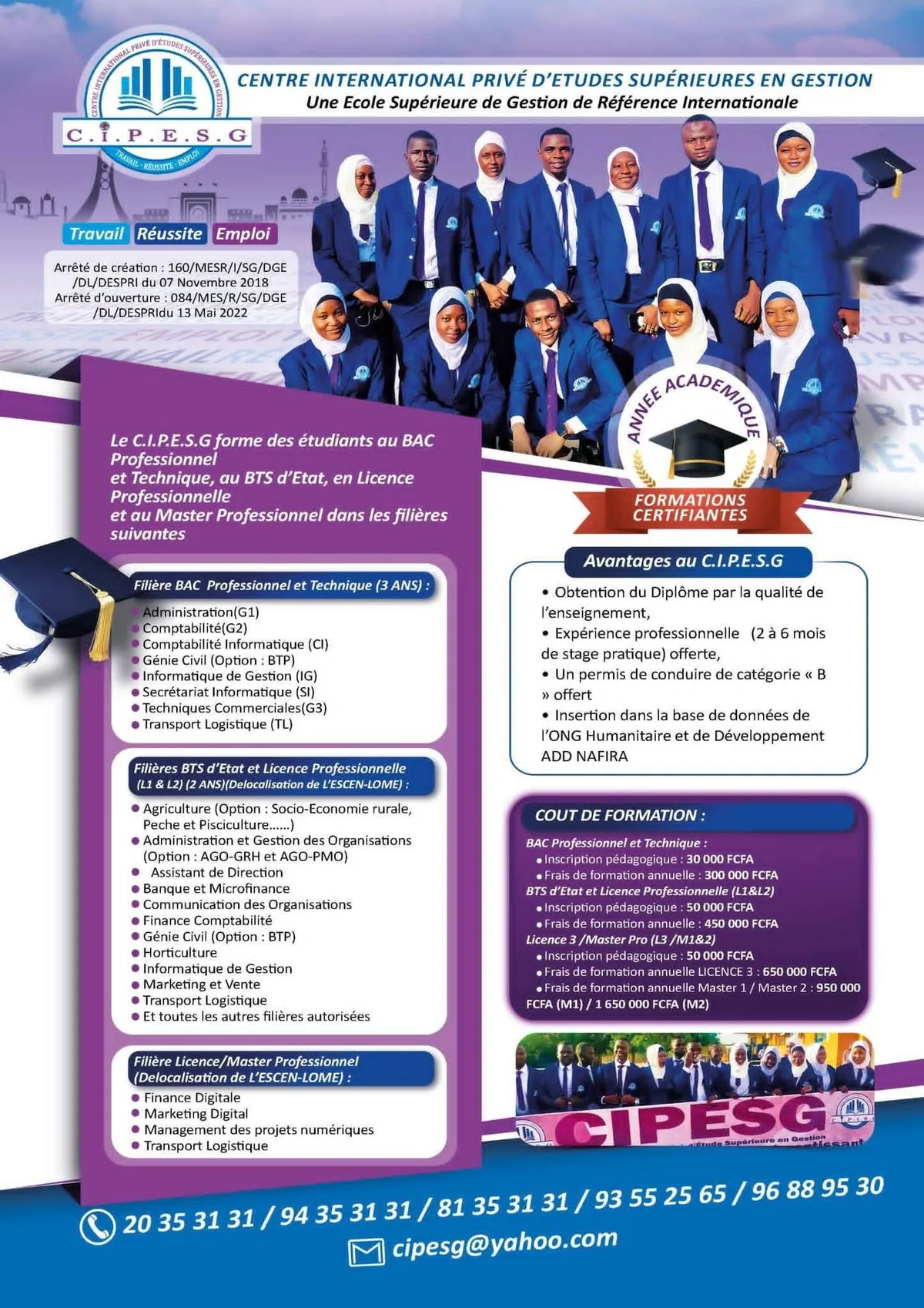 Brochure officielle des formations du C.I.P.E.S.G.